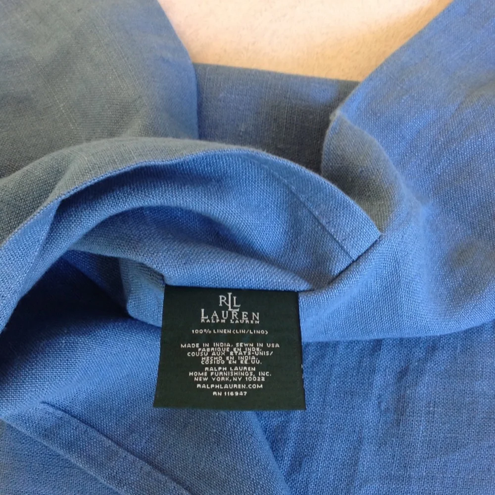 Ralph Lauren Pair of Blue Linen Pillow Shams